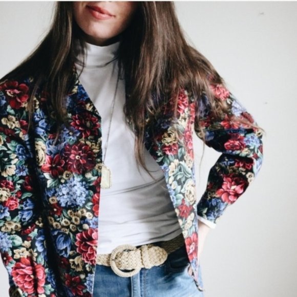 Jackets & Blazers - Vintage Floral print denim jacket -C4